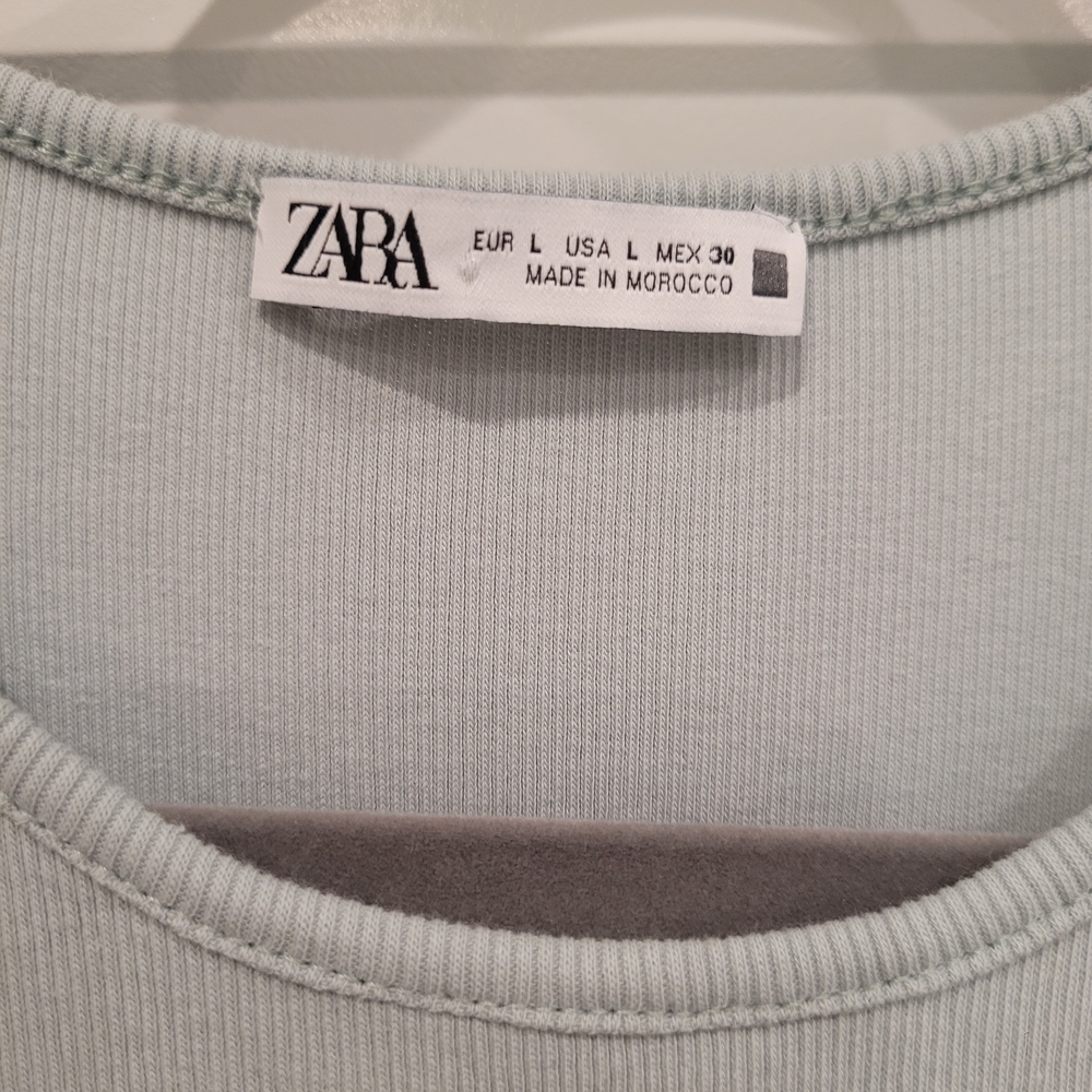 Zara Ruffled Sleeve Blue Dress, Large - Picture 5 of 6